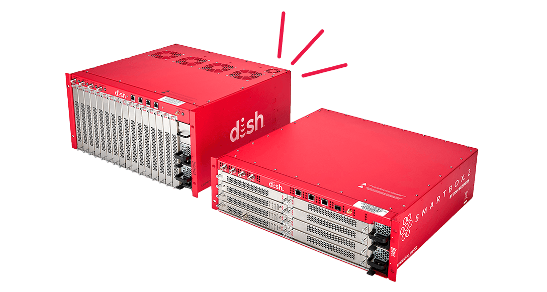 Real DISH SMARTBOX2 commercial television headend chassis with modular blade slots